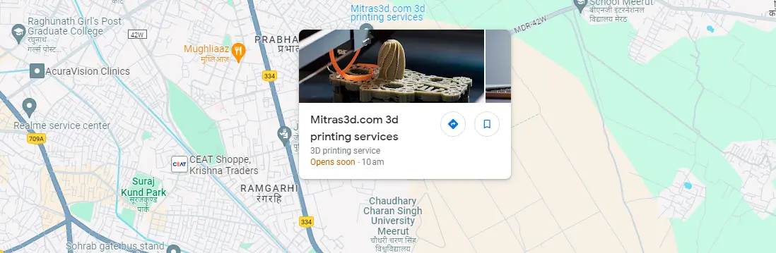  3d printing service meerut Uttar Pradesh delhi NCR noida FDM printing additive manufacturing product prototype CAD 2d drafting engraving laser modeling rendering simulation  google map location